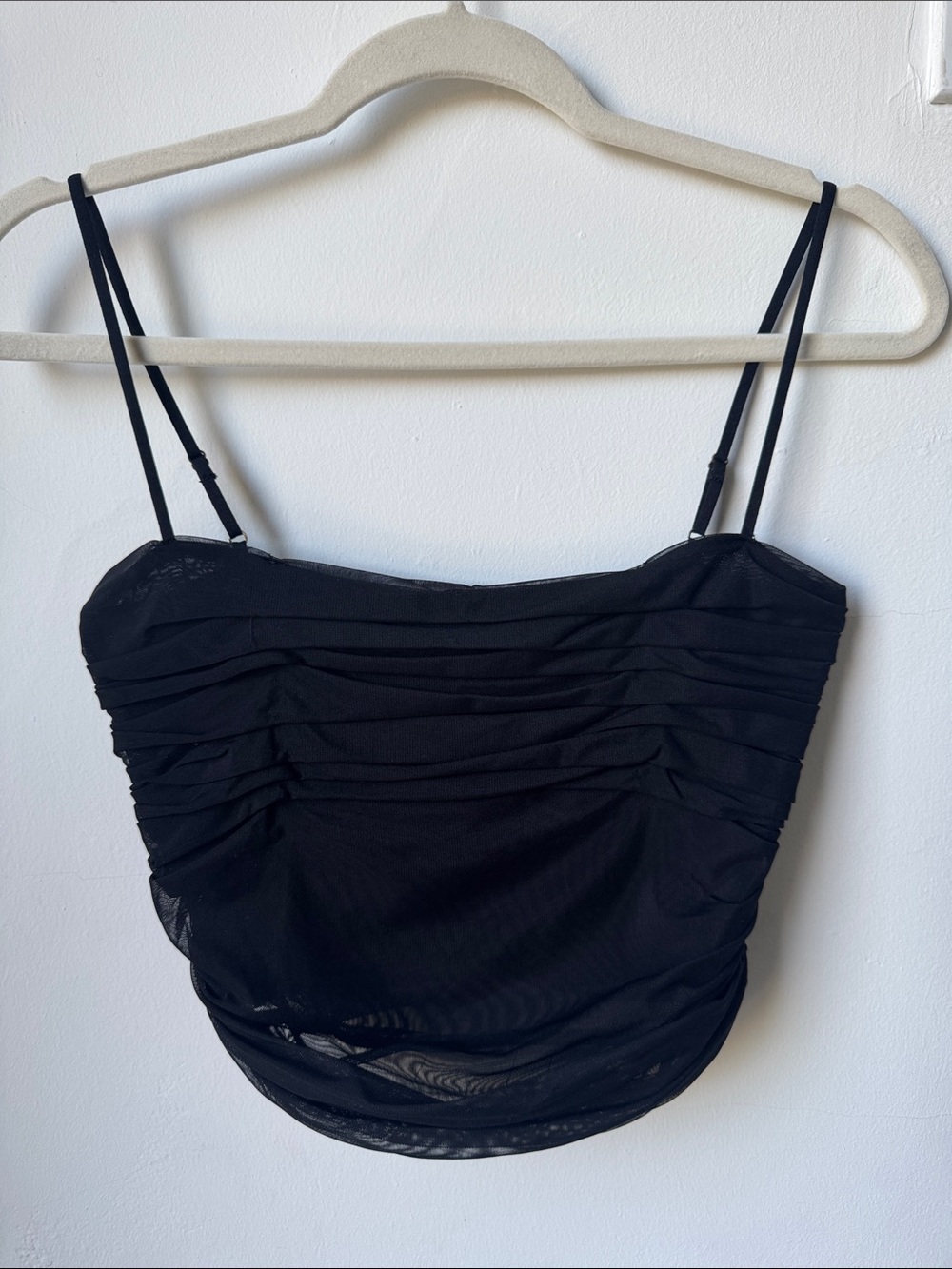 Babaton black mesh cropped tank